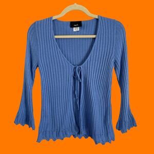 90's vintage blue minimalist boho y2k open front cardigan SMALL rue 21